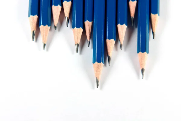 Crayons Bleus Isolés Sur Fond Blanc — Photo