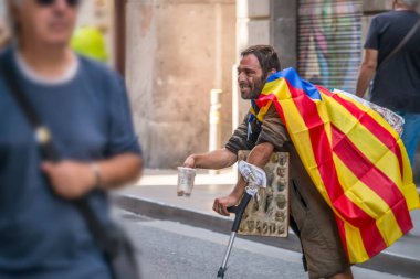 Barcelona, Katalonya, İspanya. 29 Eylül, 2018. Barcelona Merkezi Bağımsızlık hakları olduğunu iddia eden insanlar.