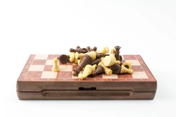 Plastic Chess Board White Background — Stock Photo, Image