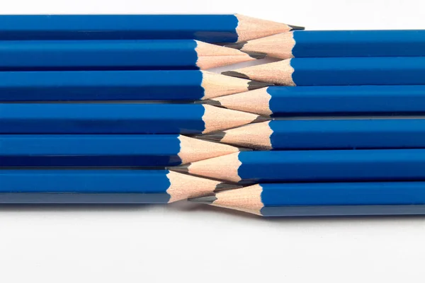 Crayons Bleus Isolés Sur Fond Blanc — Photo