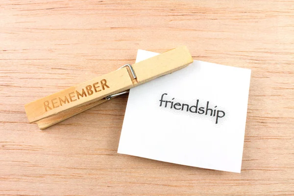 Κορυφαία Άποψη Του Θυμηθείτε Μανταρούςμε Σημείωμα Φιλίας Ξύλινο Φόντο — Φωτογραφία Αρχείου