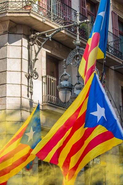 Barcelona Catalunha Espanha Setembro 2018 Pessoas Reivindicando Direitos Independência Centro — Fotografia de Stock