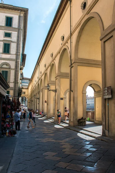 Archi Del Corridoio Vasariano Firenze Toscana Italia Veduta Del Lungarno — Foto Stock