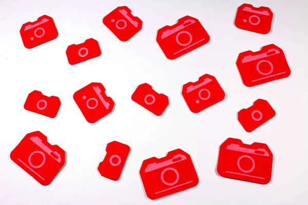 Red Camera Stickers isolated on white