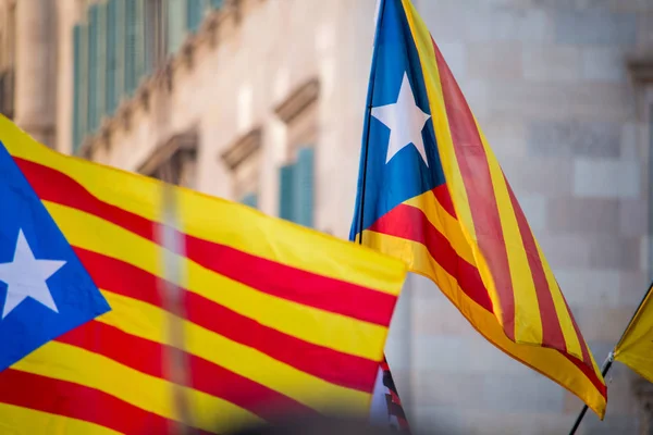 Barcelona Catalunha Espanha Setembro 2018 Pessoas Reivindicando Direitos Independência Centro — Fotografia de Stock