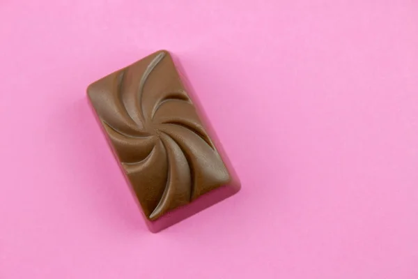 Vista Superiore Cioccolato Pralina Sfondo Rosa — Foto Stock