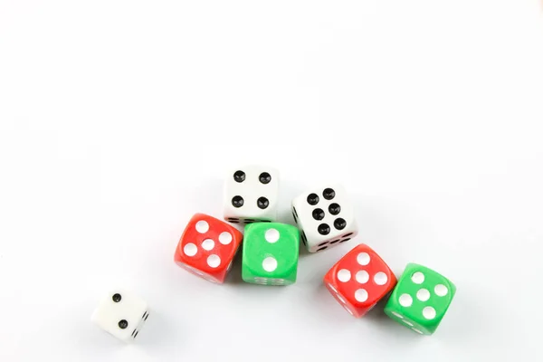 Poker Dices Fehér Alapon Elszigetelt — Stock Fotó