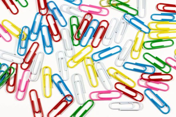 Colorful Paper Clips Isolated White Background — Stock Photo, Image