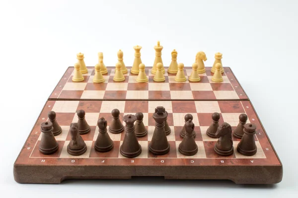 plastic chess board on white background