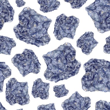 Watercolor Sodalite Crystals Seamless Pattern  Blue Gemstone Illustration in deep blue hues. Great for gemstone art, spiritual illustrations, packaging, fabrics, mystical craft designs