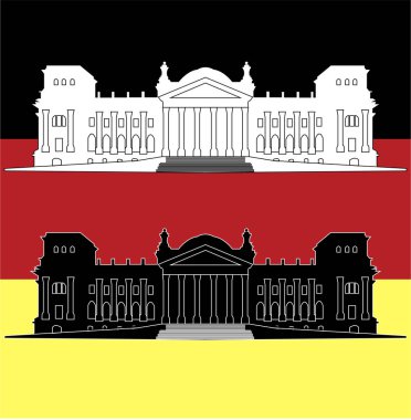 Reichstag Binası siluet renkli arka plan üzerinde 