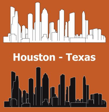 Houston şehir silueti renkli arka plan üzerinde 