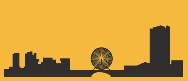 düz şehir silueti, basit vektör çizim 