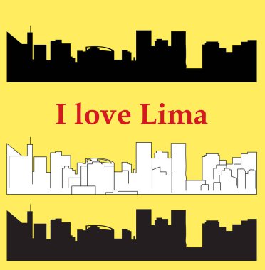 Lima şehir silueti renkli arka plan üzerinde 