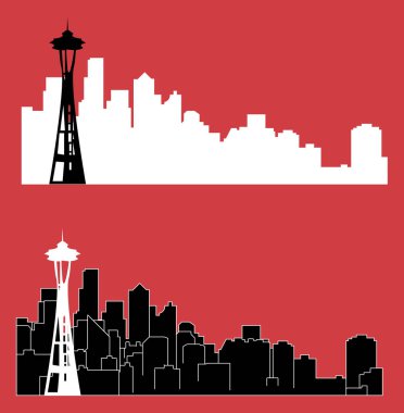 Seattle şehir silueti renkli arka plan üzerinde 
