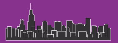 Chicago şehir silueti renkli arka plan üzerinde 