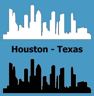 Houston şehir silueti renkli arka plan üzerinde 