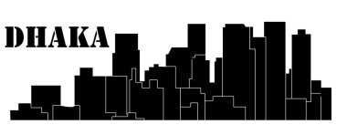 Dhaka şehir silueti renkli arka plan üzerinde 