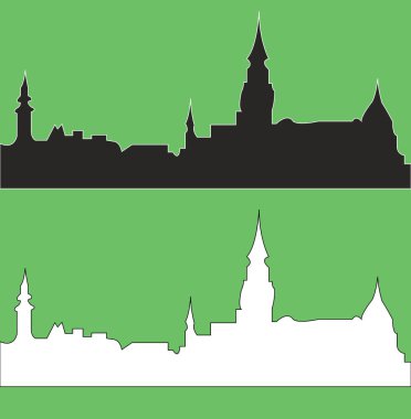 düz şehir siluetleri, basit vektör çizim seti 