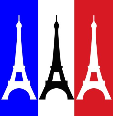 Eyfel Kulesi renk arka plan, basit vektör çizim üzerinde