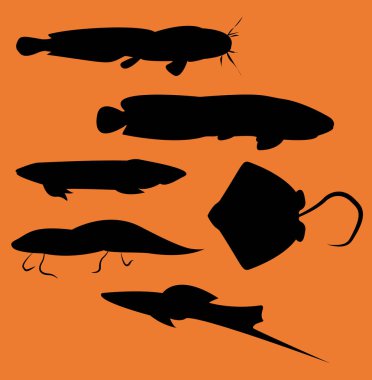 renk arka plan, basit vektör çizim üzerinde deniz hayvanları kümesi