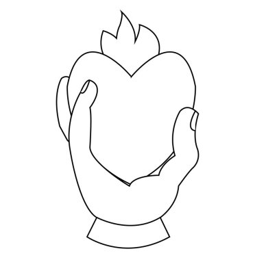 Beyaz arka plan, basit vektör çizim üzerinde elinde kalp