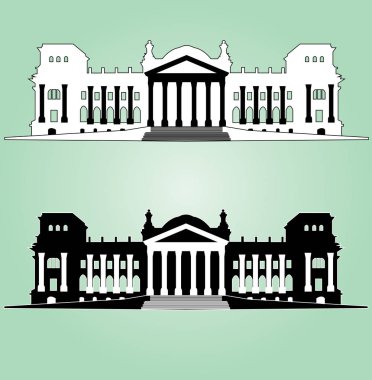 Reichstag Binası siluet renkli arka plan üzerinde 