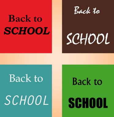 renk arka plan, basit vektör çizim yazı okuluna geri dön