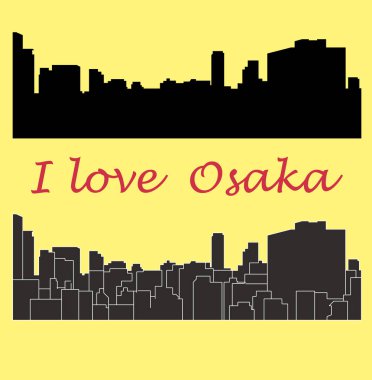 Osaka city siluet renkli arka plan üzerinde 
