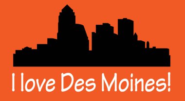 Des Moines şehir silueti renkli arka plan üzerinde 