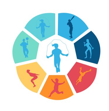 Beyaz arka plan üzerinde farklı spor kümesi 