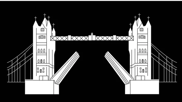 Turmbrücke Auf Farbigem Hintergrund Einfache Vektorillustration — Stockvektor