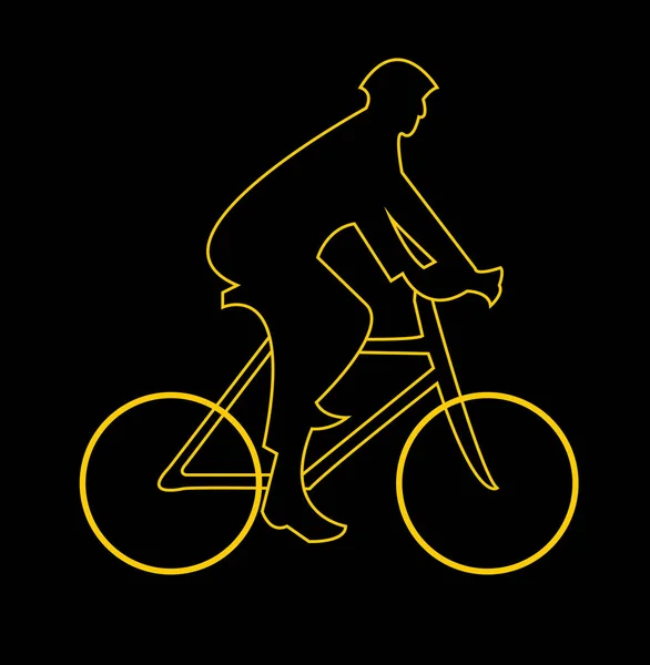 単純なベクトル イラスト背景色上でバイクのサイクリスト — ストックベクタ