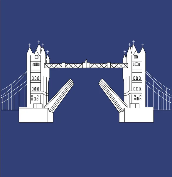 Turmbrücke Auf Farbigem Hintergrund Einfache Vektorillustration — Stockvektor