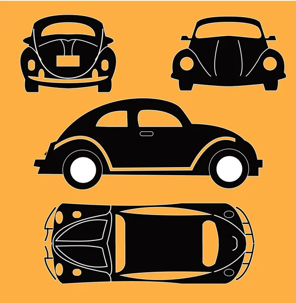 Zestaw Samochodów Zabytkowych Kolor Tła Proste Wektor Ilustracja — Wektor stockowy