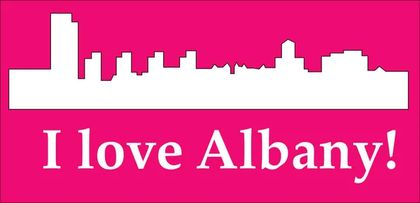 Albany Edifícios Silhueta Sobre Fundo Colorido —  Vetores de Stock