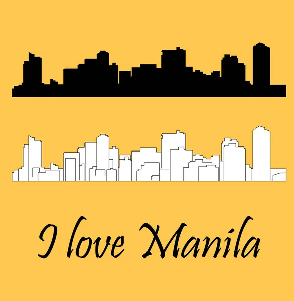 Silueta Města Manila Barevném Pozadí — Stockový vektor