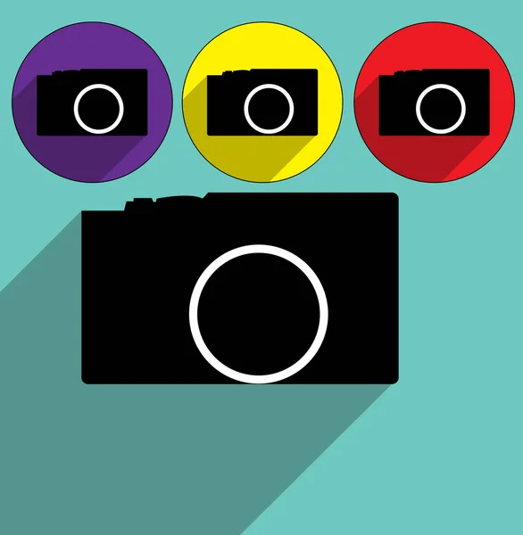 在颜色背景的相机集 简单的矢量插图 — 图库矢量图片