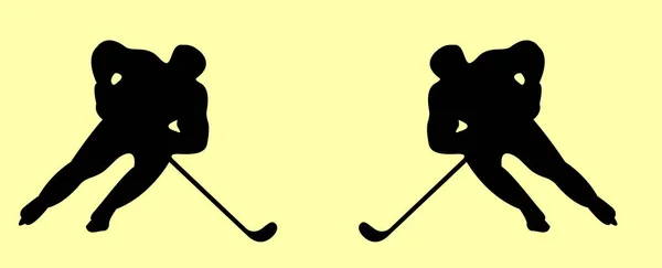 Hockey Giocatori Silhouette Sfondo Colore — Vettoriale Stock