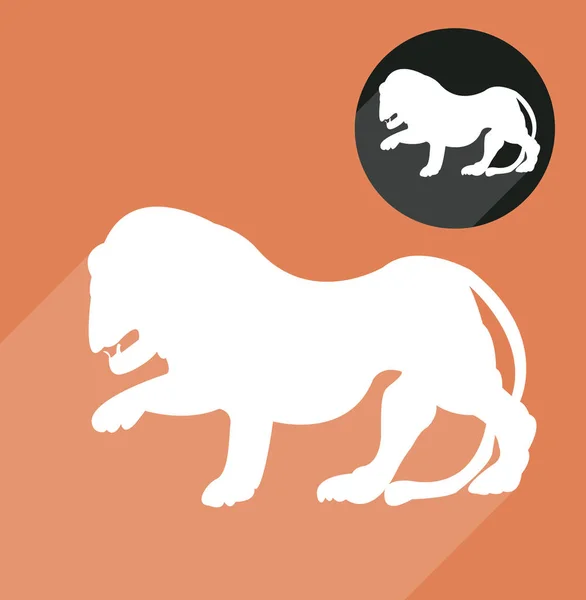 Silhouette Lion Sur Fond Coloré — Image vectorielle