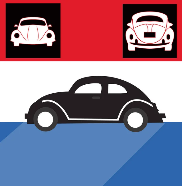 単純なベクトル イラスト背景色のビンテージ車のセット — ストックベクタ