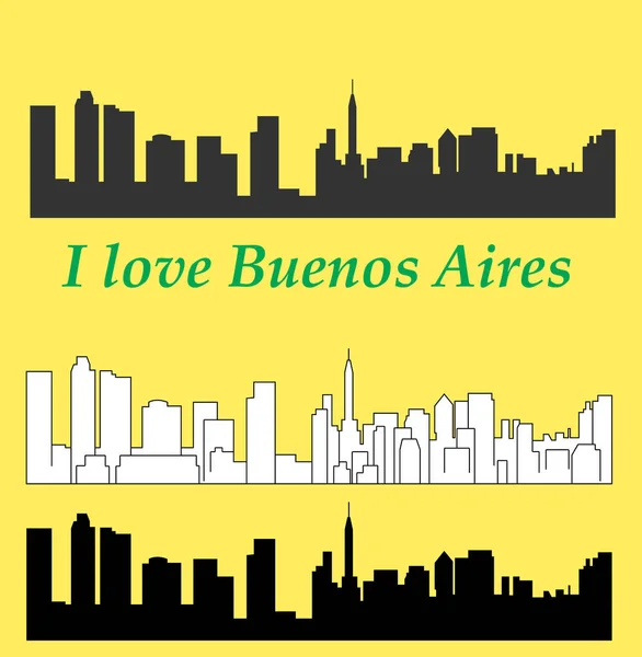 布宜诺斯艾利斯开罗城市剪影在彩色背景 — 图库矢量图片