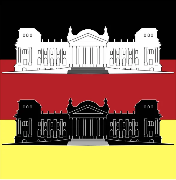 Reichstag Building Silhouette Colored Background — Stock Vector