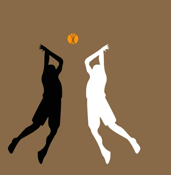 Basketballspieler Silhouette Auf Farbigem Hintergrund — Stockvektor