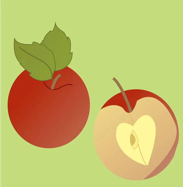 Äpfel Auf Farbigem Hintergrund Einfache Vektorillustration — Stockvektor
