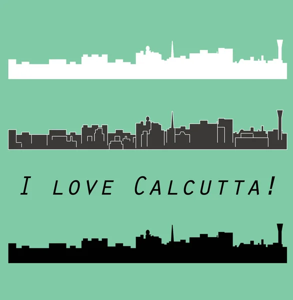 卡尔库塔城市剪影在有色的背景 — 图库矢量图片