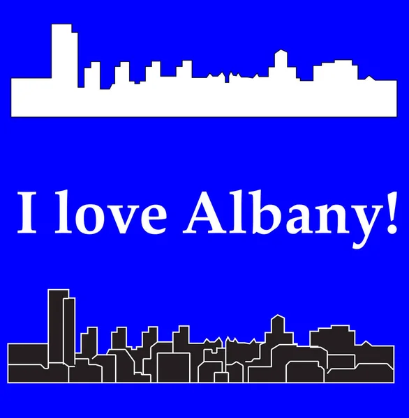 Albany Bâtiments Silhouette Sur Fond Coloré — Image vectorielle