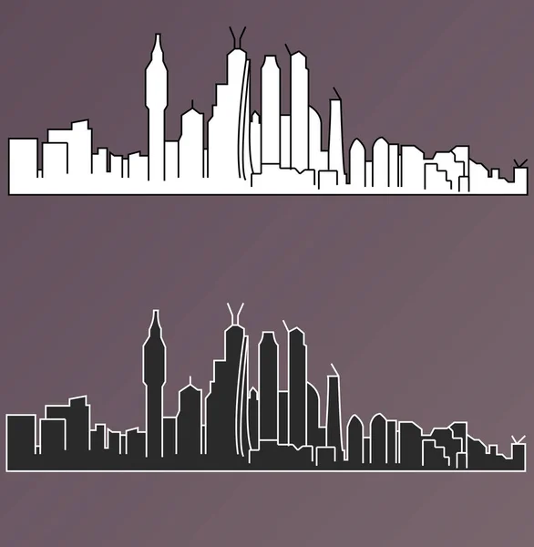 Dubai Város Sziluettje Színes Háttérrel — Stock Vector