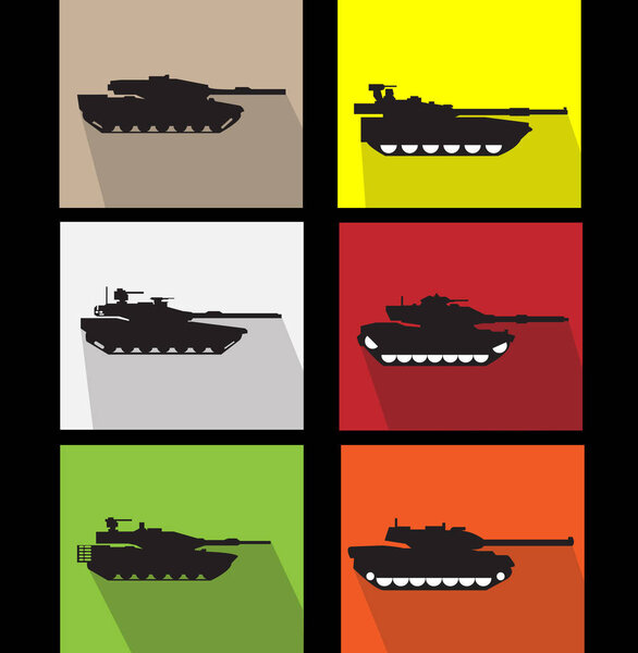 tanks on color background, simple vector illustration