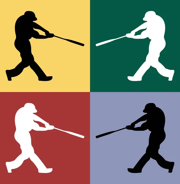 Baseballspieler Silhouette Auf Farbigem Hintergrund — Stockvektor